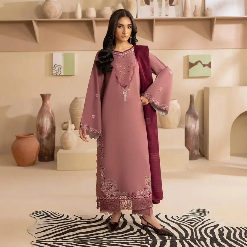 Izel - Winter 3PC Dhanak Embroidered Suit - zab1528