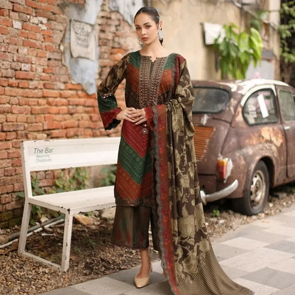 Charizma - Winter 3PC Karandi Digital Printed Dress - zab1522