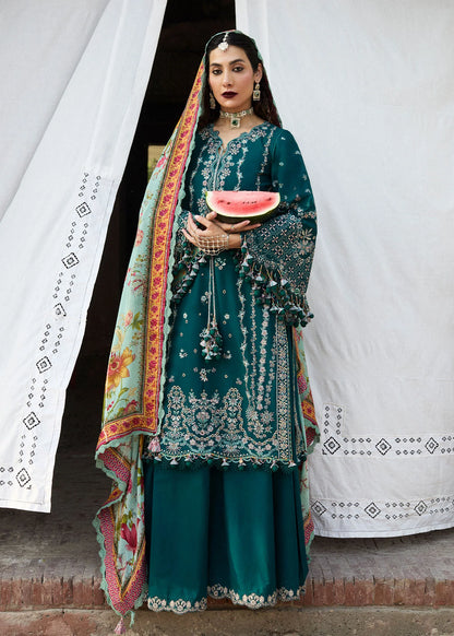 Hussain Rehar - 3PC Dhanak Chickenkari Embroidered Suit - zab1125
