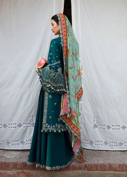 Hussain Rehar - 3PC Dhanak Chickenkari Embroidered Suit - zab1125