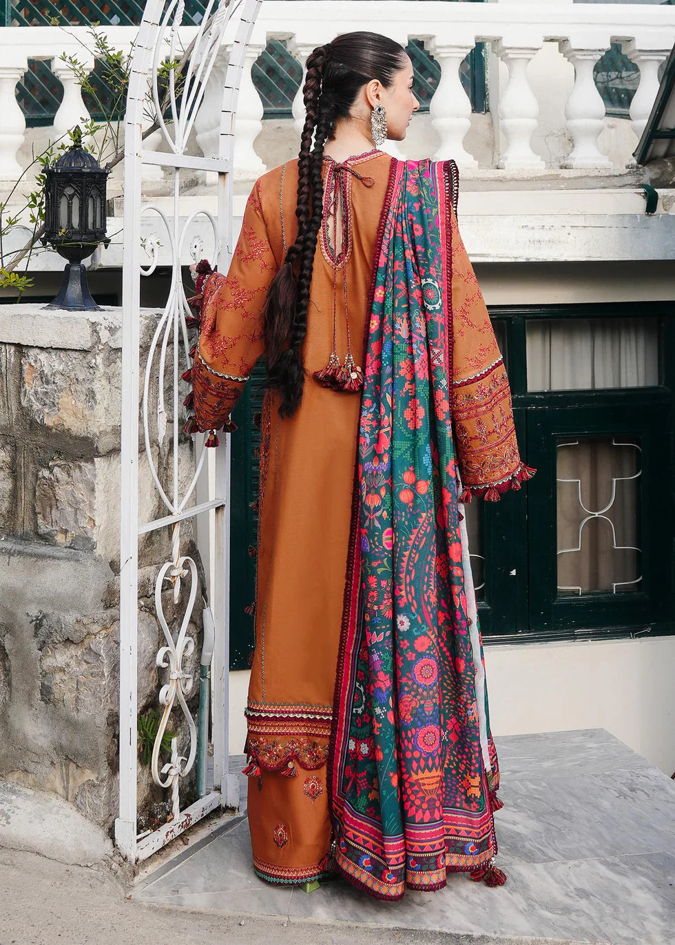 Hussain Rehar - 3PC Dhanak Chickenkari Embroidered Suit - zab1137
