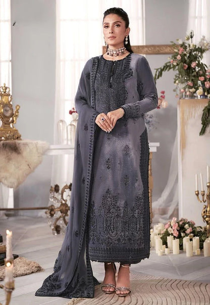 Asim Jofa - Velvet Dress with Pure Chiffon Embroidered Dupatta - zab991