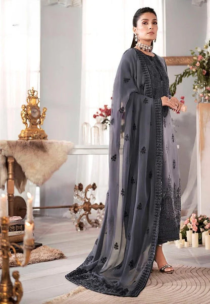Asim Jofa - Velvet Dress with Pure Chiffon Embroidered Dupatta - zab991
