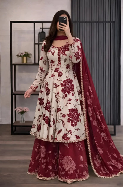 ZAB - 3 piece Lawn frock style Printed suit - zab1471