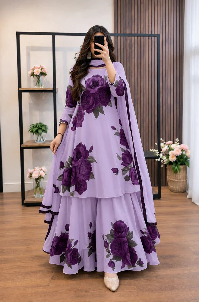 ZAB - 3 piece Lawn frock style Printed suit - zab1480