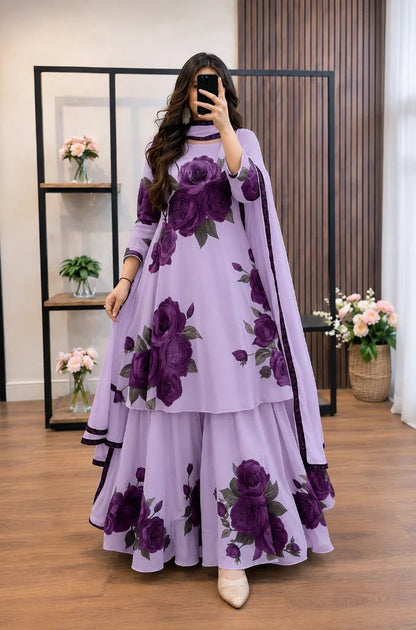 ZAB - 3 piece Lawn frock style Printed suit - zab1480