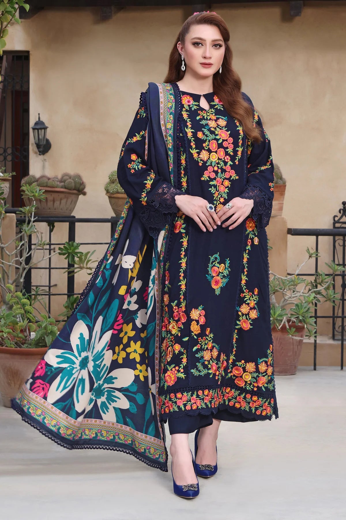 Asim Jofa, unstitched 3 piece Lawn sequence embroidered suit - zab1332