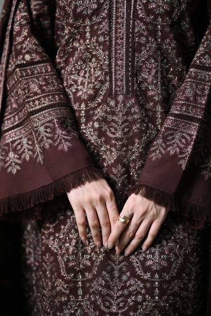 ZAB - Winter 3PC Dhanak Embroidered Suit - zab1557