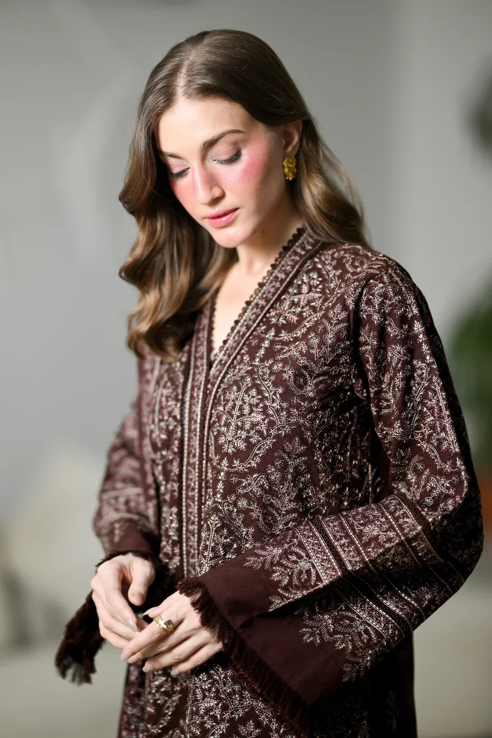 ZAB - Winter 3PC Dhanak Embroidered Suit - zab1557