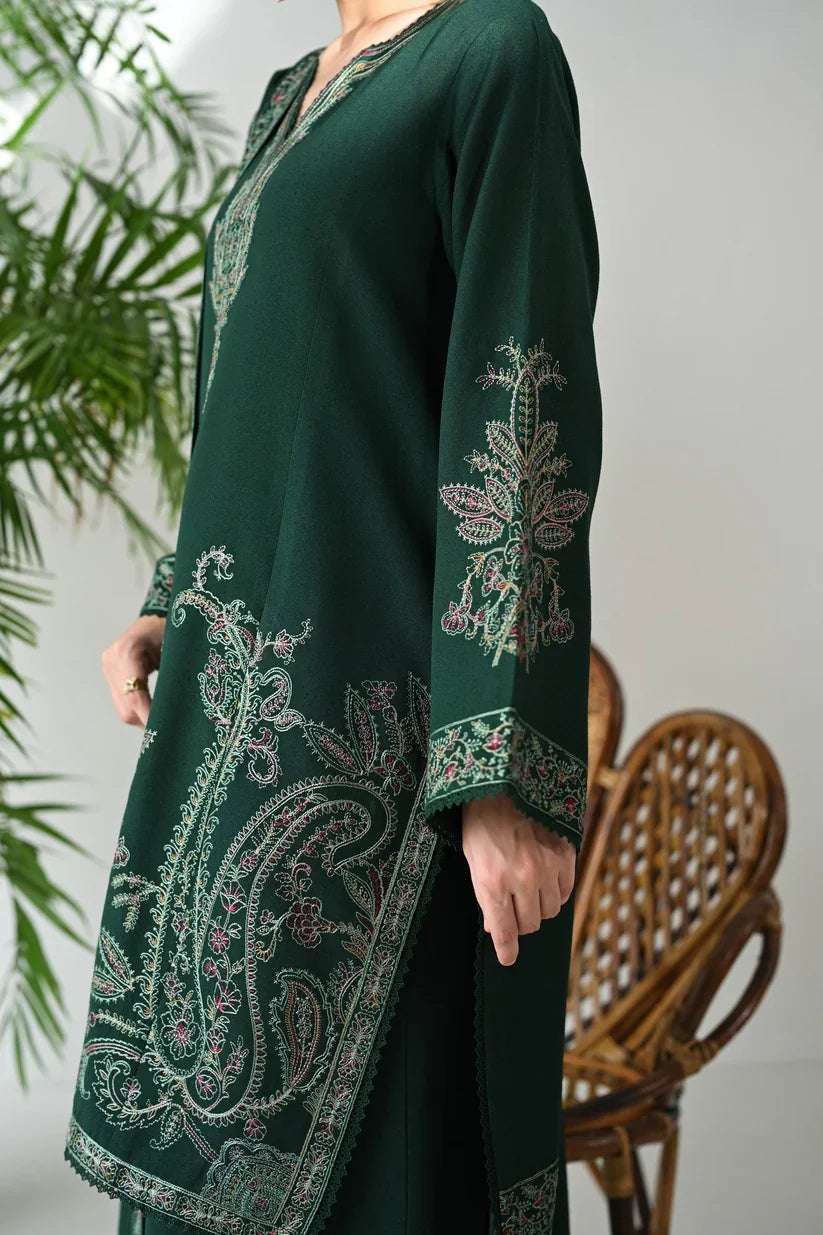 Zab - Winter 3PC Dhanak Embroidered Suit - zab1536