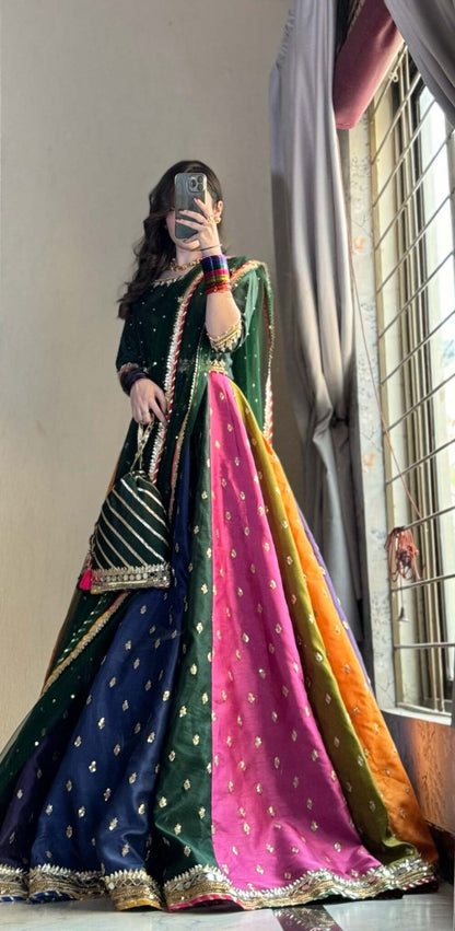 Kataan Silk 3 Piece Embroidered Lehenga - zab1141