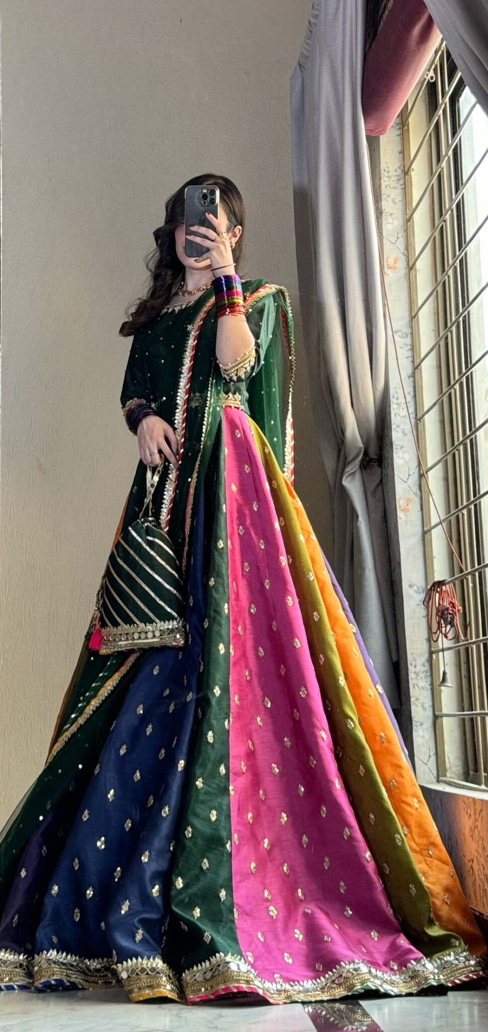 Kataan Silk 3 Piece Embroidered Lehenga - zab1141
