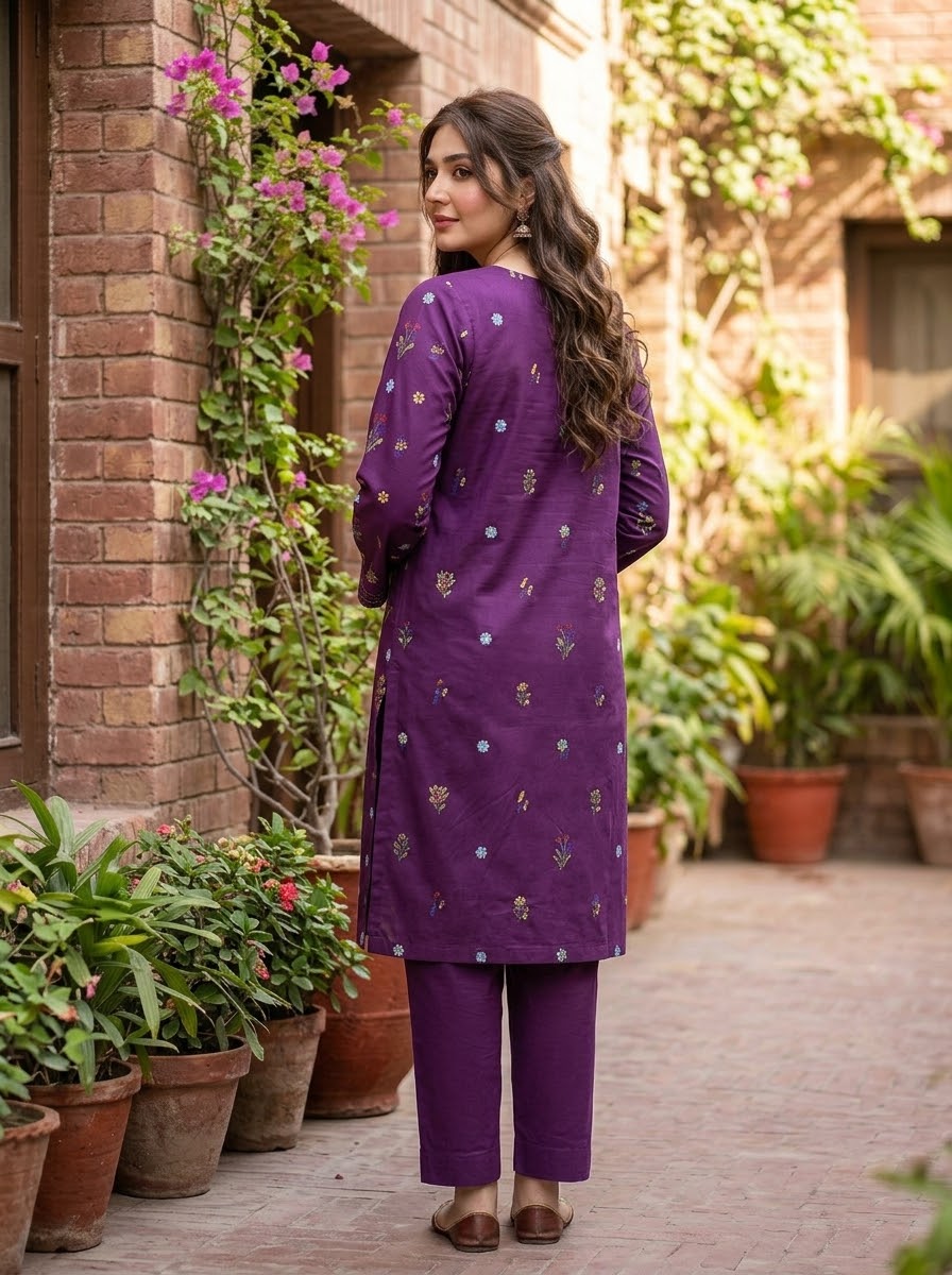 Urge_ Winter 2PC Linen Embroidered Suit - zab1535