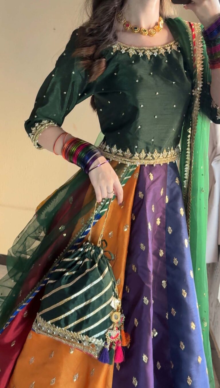 Kataan Silk 3 Piece Embroidered Lehenga - zab1141