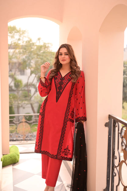 Aneela's - Unstitched Luxury Lawn Sequence Embroidered 3PC Suit - zab1408