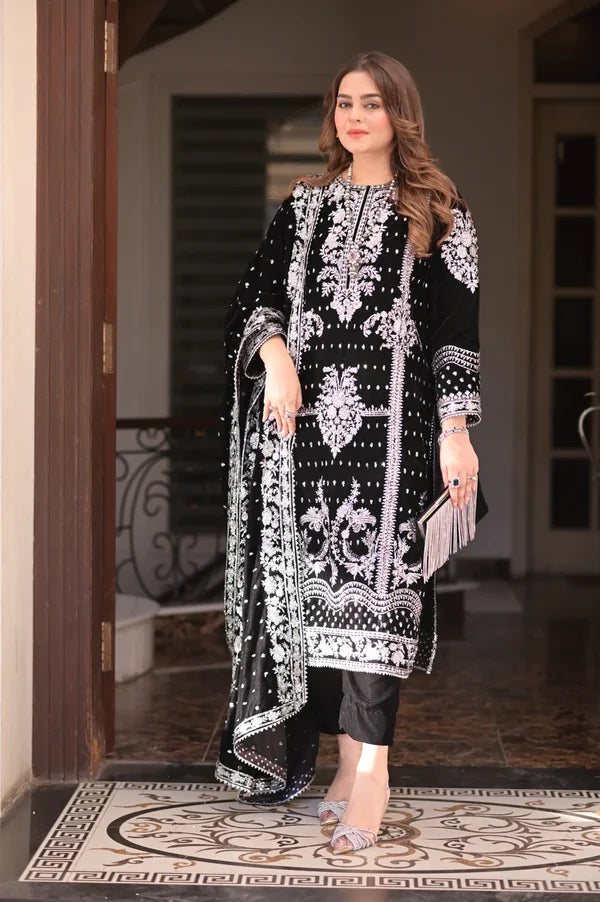 ANEELAS - 9000 PURE MICRO VELVET HEAVY EMBROIDERED SUIT - zab999