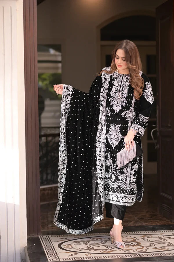 ANEELAS - 9000 PURE MICRO VELVET HEAVY EMBROIDERED SUIT - zab999