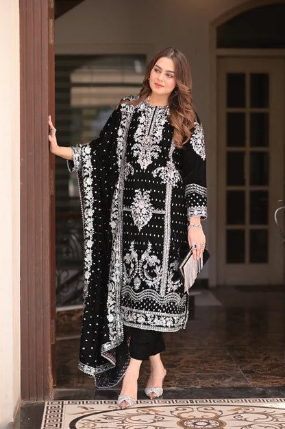 ANEELAS - 9000 PURE MICRO VELVET HEAVY EMBROIDERED SUIT - zab999