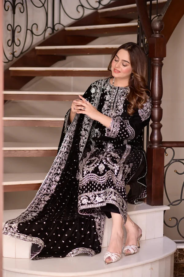 ANEELAS - 9000 PURE MICRO VELVET HEAVY EMBROIDERED SUIT - zab999