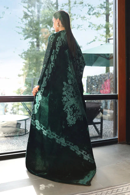 MARIA B - Luxury Velvet with heavy embroidered spangle work Velvet Shawl - zab998