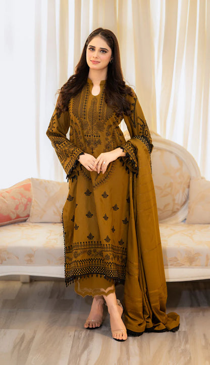 Baroque - 3PC Lawn Embroidered Suit - zab1021