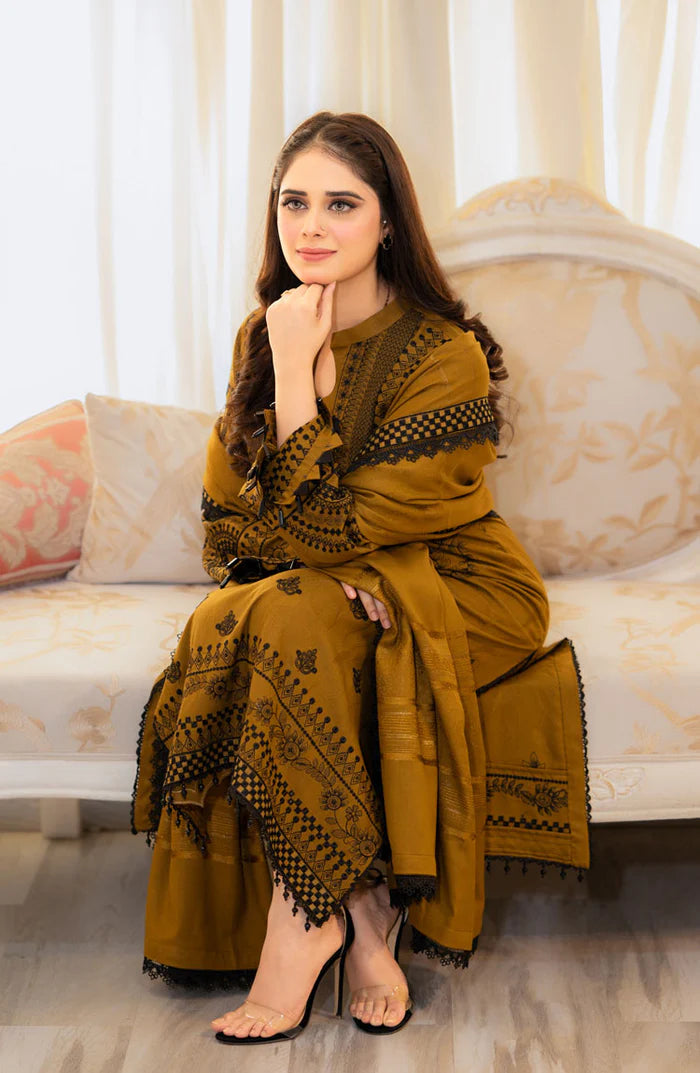 Baroque - 3PC Lawn Embroidered Suit - zab1021