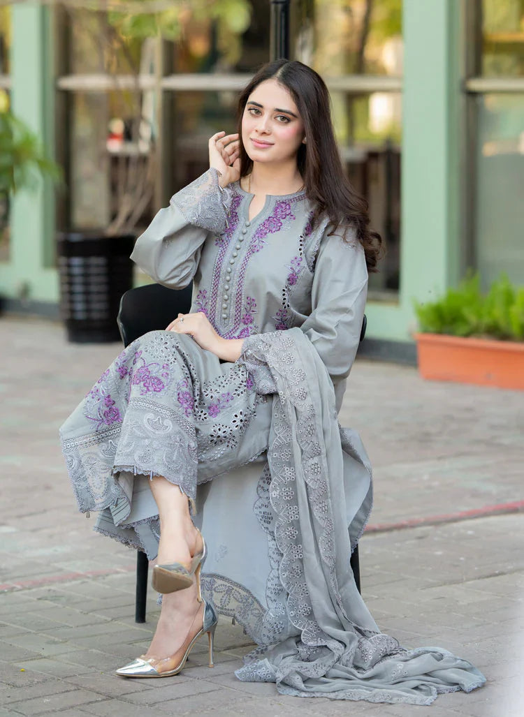 Mushq - 3PC Lawn ChickenKari Embroidered Suit - zab1022