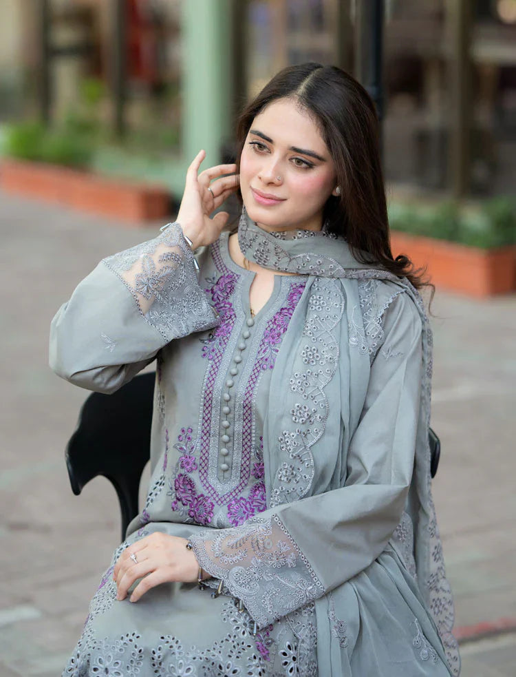 Mushq - 3PC Lawn ChickenKari Embroidered Suit - zab1022