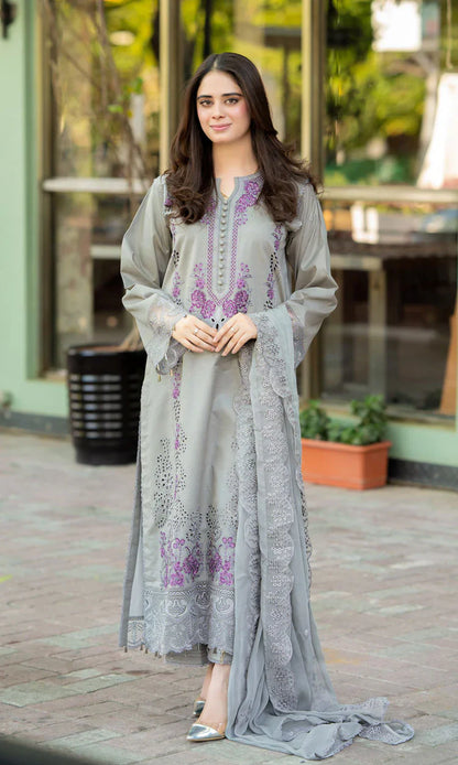 Mushq - 3PC Lawn ChickenKari Embroidered Suit - zab1022