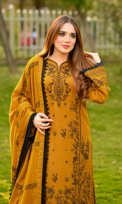 Libass -Winter 3PC Dhanak Embroidered Suit - zab1505