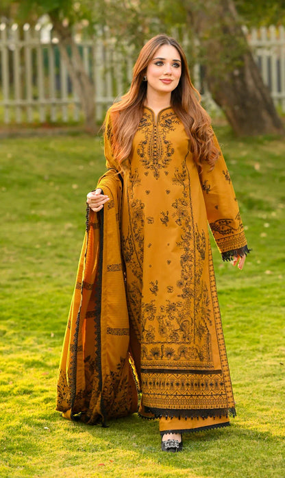 Libass -Winter 3PC Dhanak Embroidered Suit - zab1505