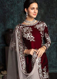 Jazmin - Embroidered Velvet 3-Piece Dress - zab985