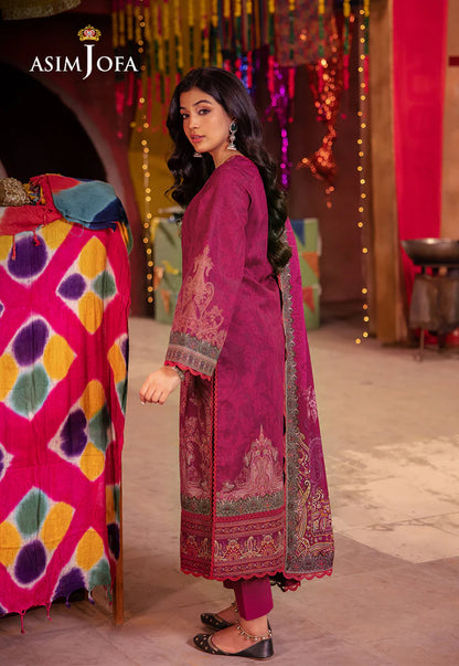 Asim Jofa - Summer 3PC polly Lawn Digital Printed Dress - zab1399