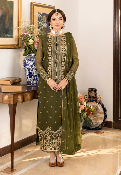 Jazmin - Embroidered Velvet 3-Piece Dress - zab940