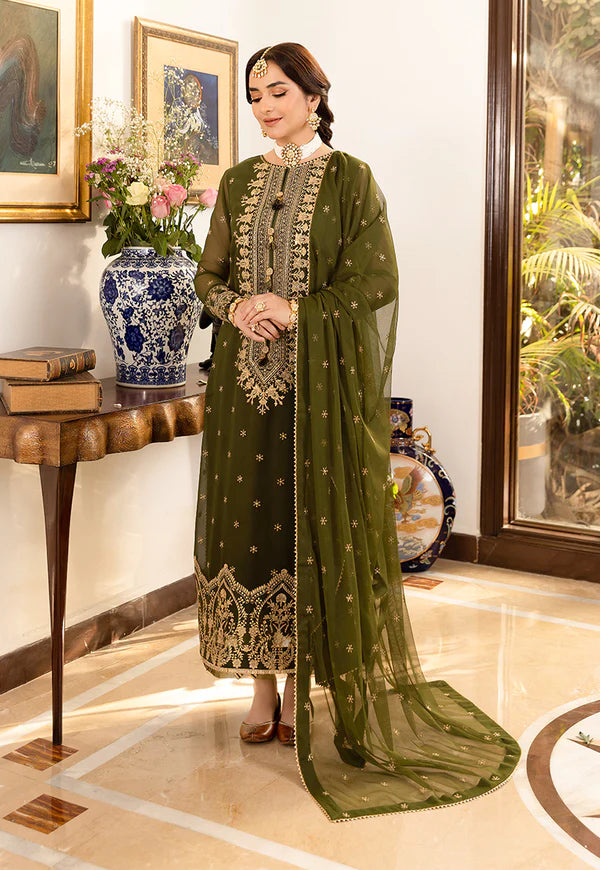Jazmin - Embroidered Velvet 3-Piece Dress - zab940