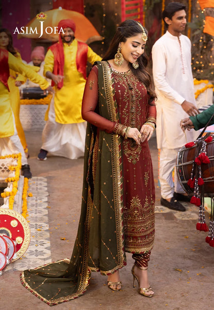 Asim Jofa, Unstiched 3 piece chiffon suit - zab1543