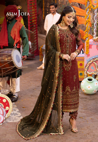 Asim Jofa, Unstiched 3 piece chiffon suit - zab1543