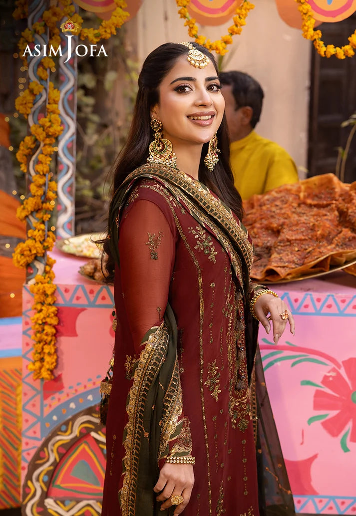 Asim Jofa, Unstiched 3 piece chiffon suit - zab1543