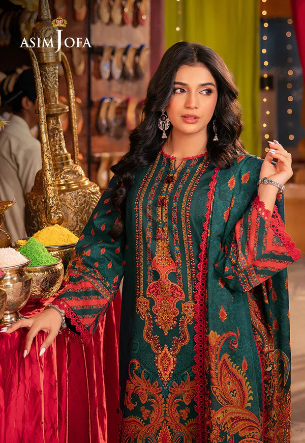 Asim Jofa - 3PC Lawn Digital Print Dress - zab1200