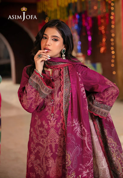 Asim Jofa - Summer 3PC polly Lawn Digital Printed Dress - zab1399