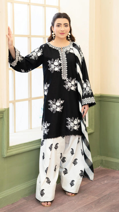 ZARA SHAHJAHAN-3PC LAWN EMBROIDERED SHIRT WITH CHIFFON PRINTED DUPATTA - zab1404