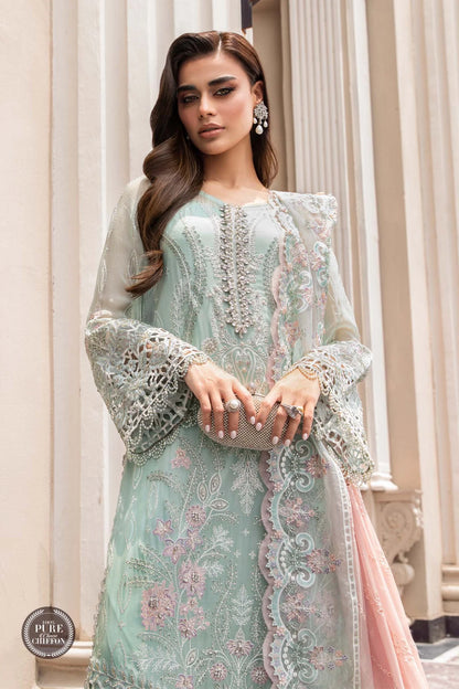 3PC Organza Heavy Embroidered Shirt With Embroidered Organza Dupatta zab906