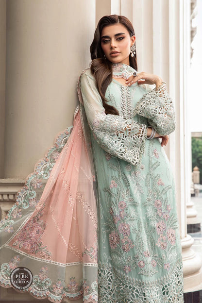 3PC Organza Heavy Embroidered Shirt With Embroidered Organza Dupatta zab906