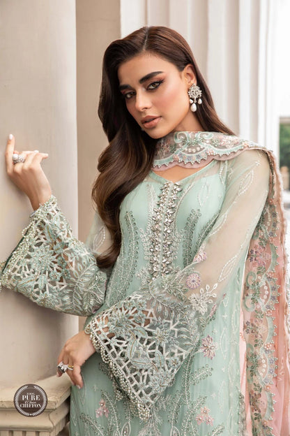 3PC Organza Heavy Embroidered Shirt With Embroidered Organza Dupatta zab906
