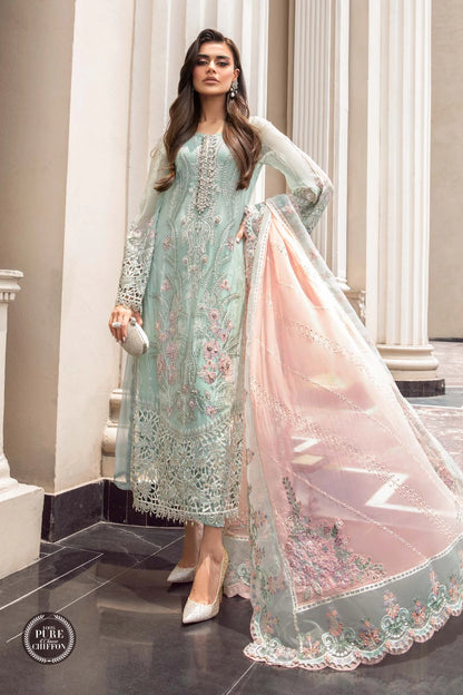 3PC Organza Heavy Embroidered Shirt With Embroidered Organza Dupatta zab906