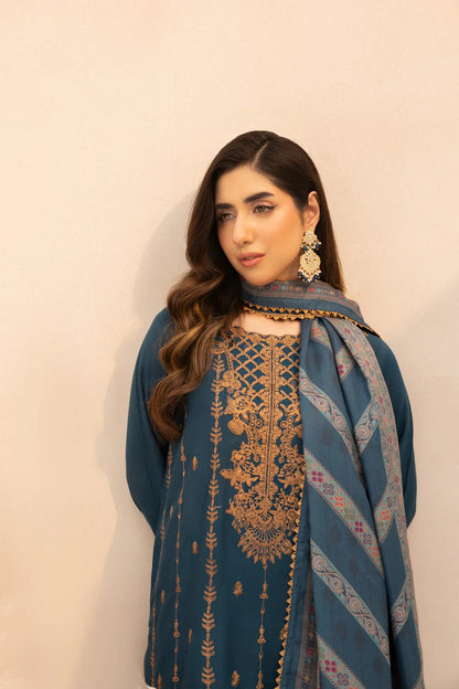 Mohagni - Winter 3PC Dhanak Embroidered Suit - zab1134