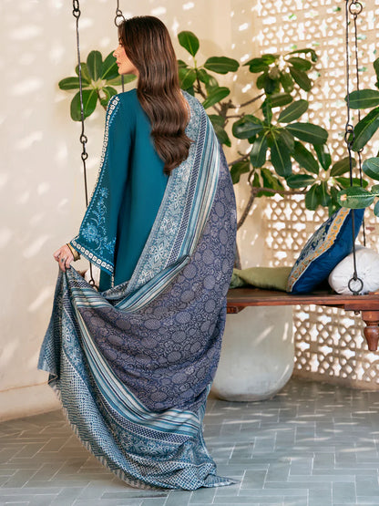izel - Winter 3PC Dhanak Embroidered Suit - zab1226