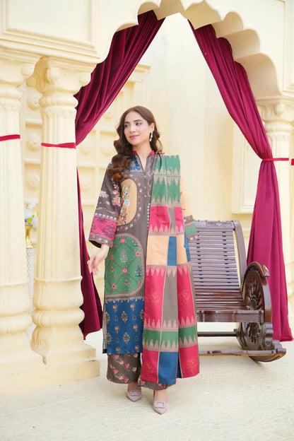 Maria b 3PCS UNSTITCHED SUIT FABRIC Digtal printed Silk - zab1491