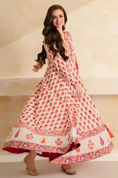 Sana Javed - 3 piece Lawn frock style Printed suit - zab1495