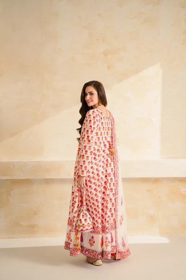 Sana Javed - 3 piece Lawn frock style Printed suit - zab1495